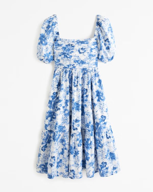 Women's Emerson Poplin Puff Sleeve Midi Dress | Women's Dresses & Jumpsuits | Abercrombie.com | Abercrombie & Fitch (US)