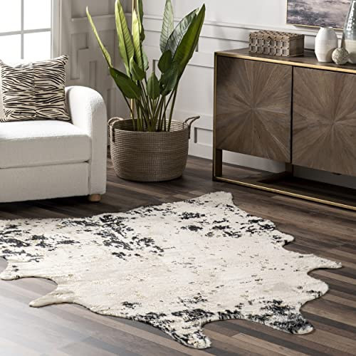 nuLOOM Iraida Animal Print Shaped 6x8 Area Rug for Living Room Bedroom Dining Room Kitchen, Black/Ivory | Amazon (US)