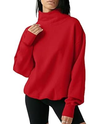 Fisoew Women's Oversized Turtleneck Sweatshirt Long Sleeve Pullover Casual Tops | Amazon (US)