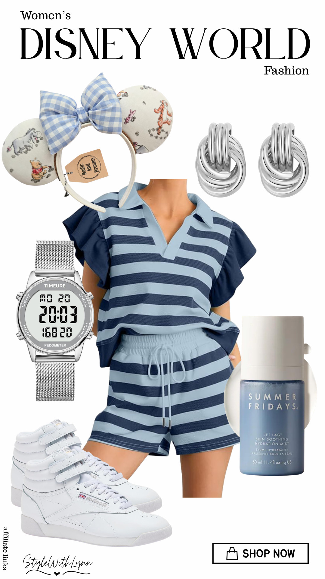 🩵 Can we take a moment for the retro Reebok sneakers?! Blast from the past! Wear this cute and comfy two-piece set out and about or on your next Disney World vacation.  Classy meets comfort.  The blues are right on theme for an Eeyore inspired Pooh outfit.  

disney world outfit inspo
womens two piece sets
travel outfit
vacation outfits
disney style
disney ootd 

 #LTKootd #LTKmomlife #LTKTravel