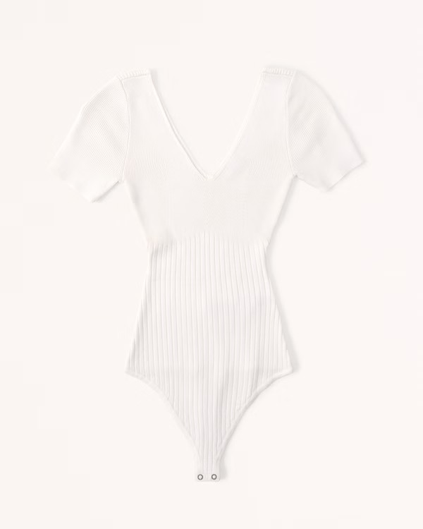 Short-Sleeve V-Neck Sweater Bodysuit | Abercrombie & Fitch (US)