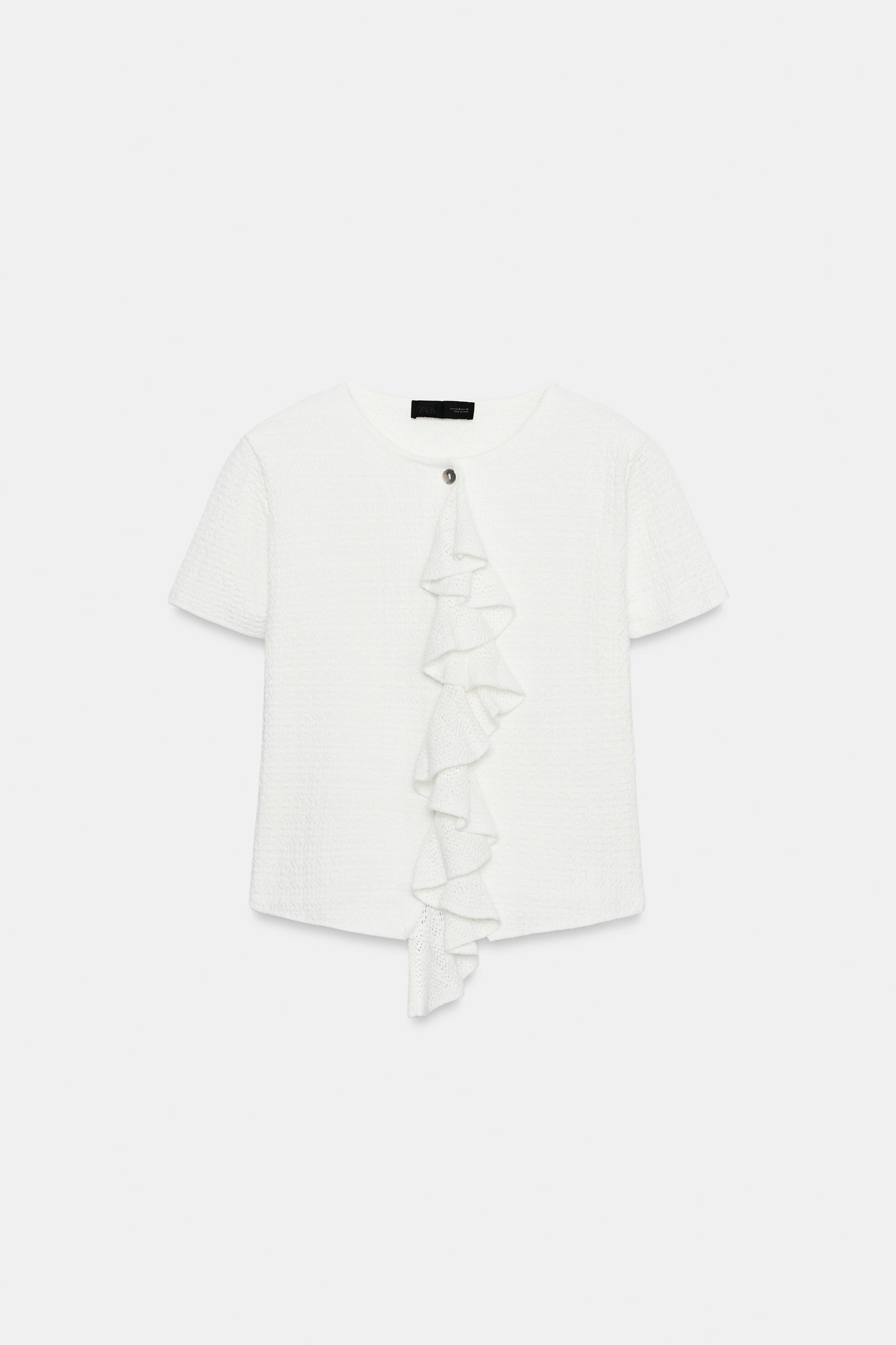 CARDIGAN WITH SHORT SLEEVES AND RUFFLES | Zara UK