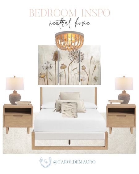Here's a wooden aesthetic bed, a neutral side table, a night lamp, wall decor, and more to update your bedroom!
#springrefresh #homerenovation #bedroominspo #designtips

#LTKStyleTip #LTKHome #LTKSeasonal