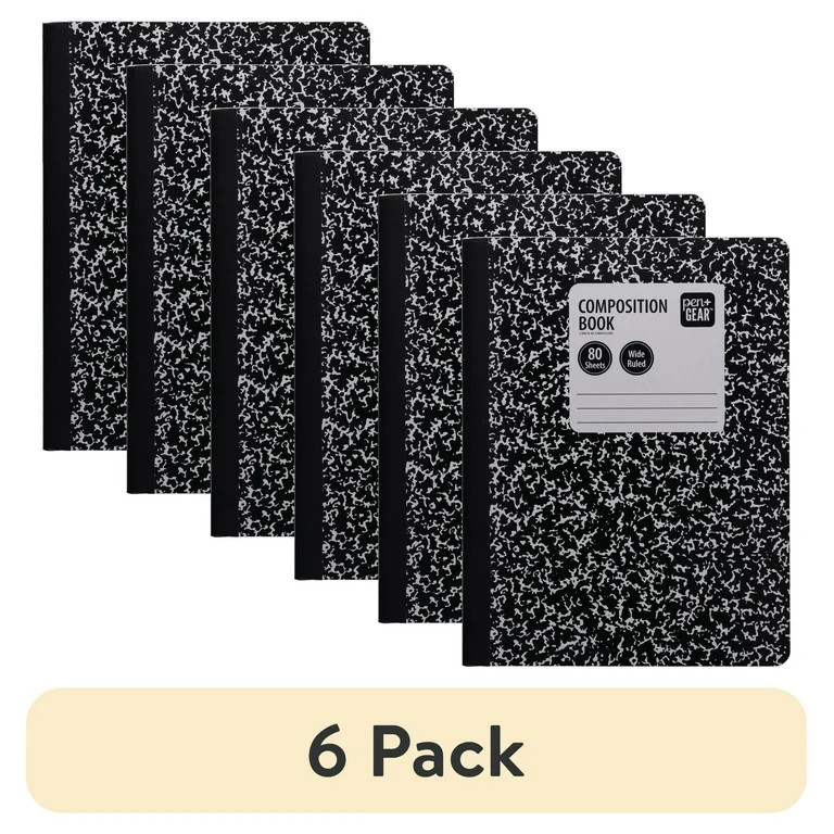(6 pack) Pen+Gear Composition Book, Wide Ruled, 7.5"x 9.75", Marble Design, Paper Cover, 80 Sheet... | Walmart (US)