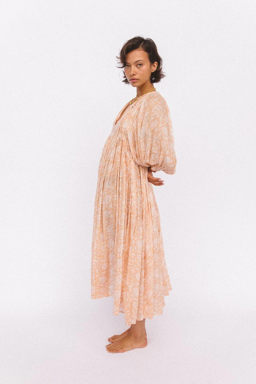 Kyra Midi Dress ~ Apricot Blush | Daughters of India