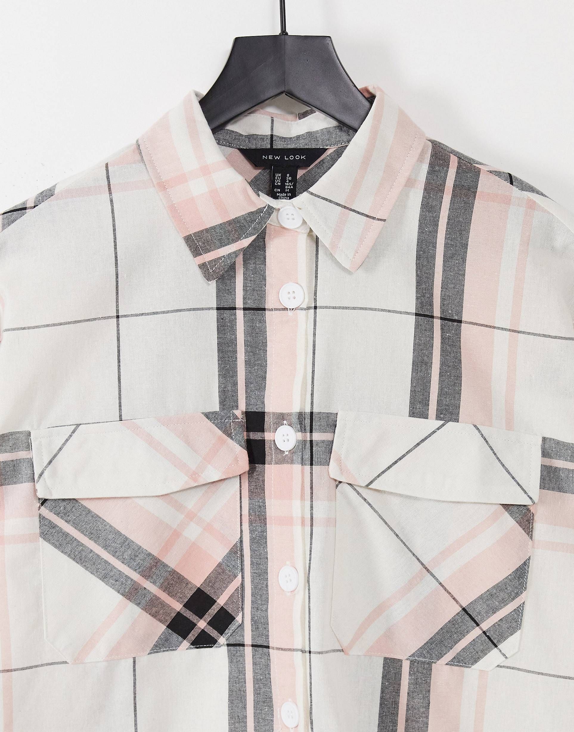 New Look oversized boyfriend shirt in soft white check | ASOS (Global)