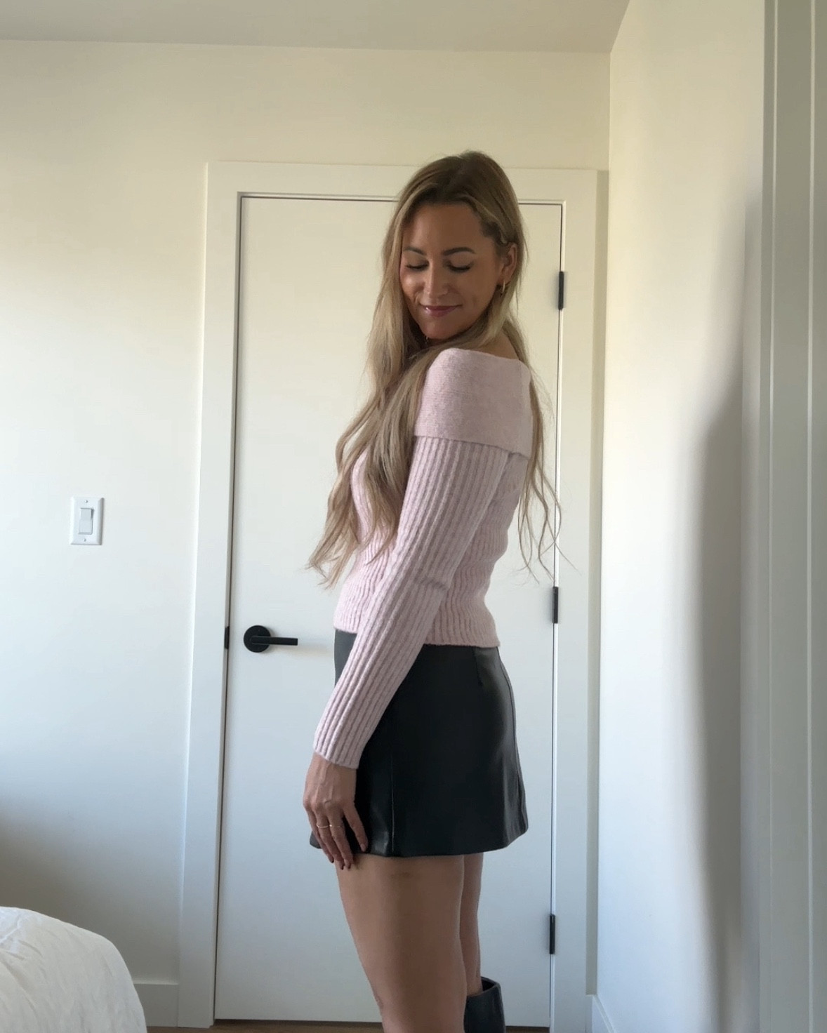 Leather and sweaters were meant to be together