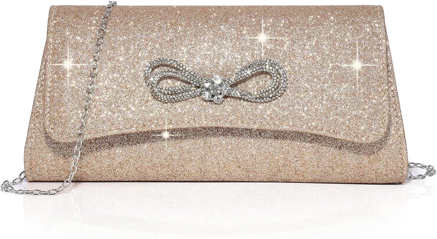Labair Womens Evening Bag Sparkly Bow Clutch Purse Wedding Prom Formal Purses Party Cocktail Hand... | Amazon (US)