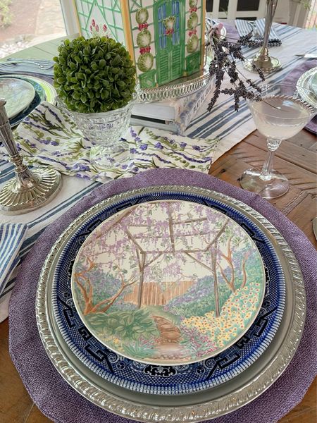 Mikasa dishes, lavender dishes, blue willow, placemats, French country decor, silver decor 

#LTKunder50 #LTKunder100 #LTKhome