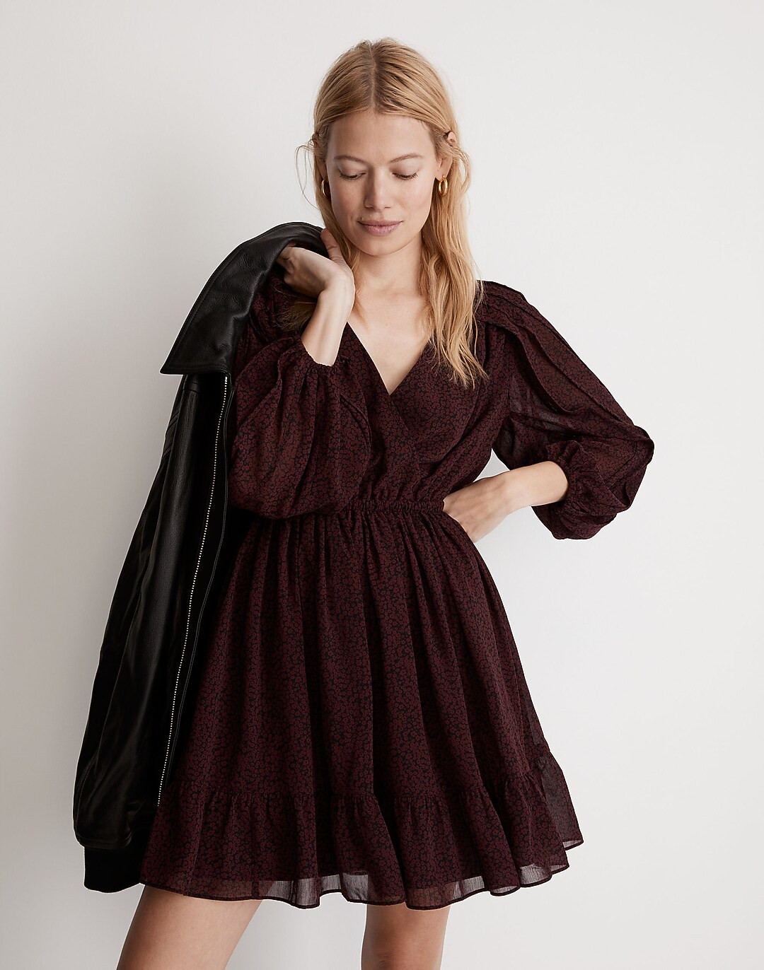 (Re)sourced Georgette Faux-Wrap Mini Dress | Madewell
