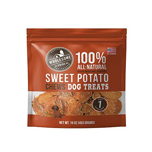 Wholesome Pride Sweet Potato Chews 100% All-Natural Single Ingredient, USA-Sourced Dog Treats, 16 oz | Amazon (US)