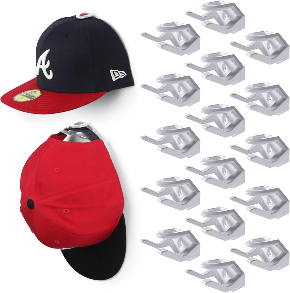 Modern JP Adhesive Hat Hooks for Wall (16-Pack) - Hat Rack for Baseball Caps, Minimalist Hat Disp... | Amazon (US)