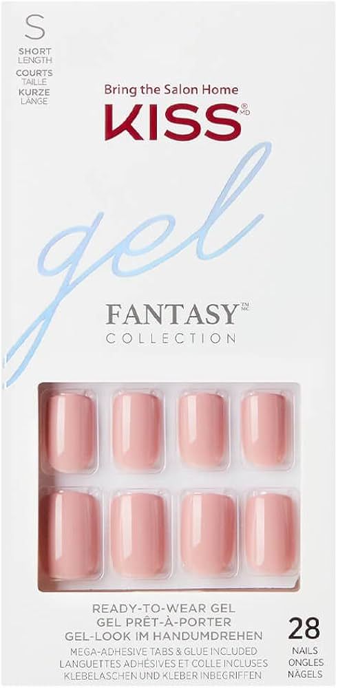 KISS Gel Fantasy Ready-to-Wear Press-On Gel Nails, “Ribbons”, Short, Pink, Nail Kit with 24 M... | Amazon (US)