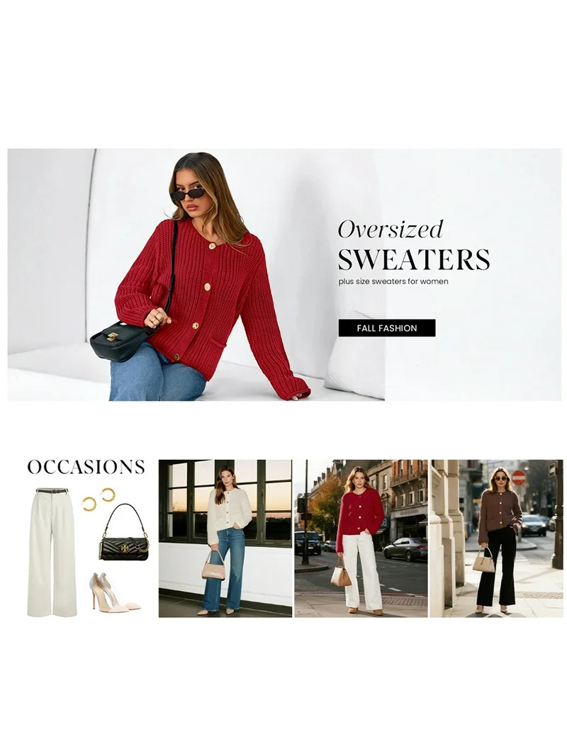 PRETTYGARDEN Cardigan Sweaters for Women Trendy Oversized Knit Chunky Button Cardigans Fall Winte... | Walmart (US)