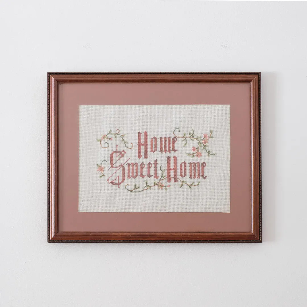 Vintage Home Sweet Home Floral Art Needlepoint, Vintage Framed Welcome Sign - Etsy | Etsy (US)