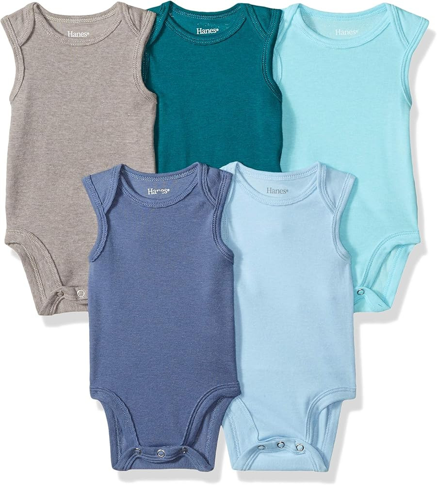 Hanes Unisex-Baby Hanes Baby Bodysuits, Ultimate Flexy Sleeveless For Boys & Girls, 5-Pack | Amazon (US)