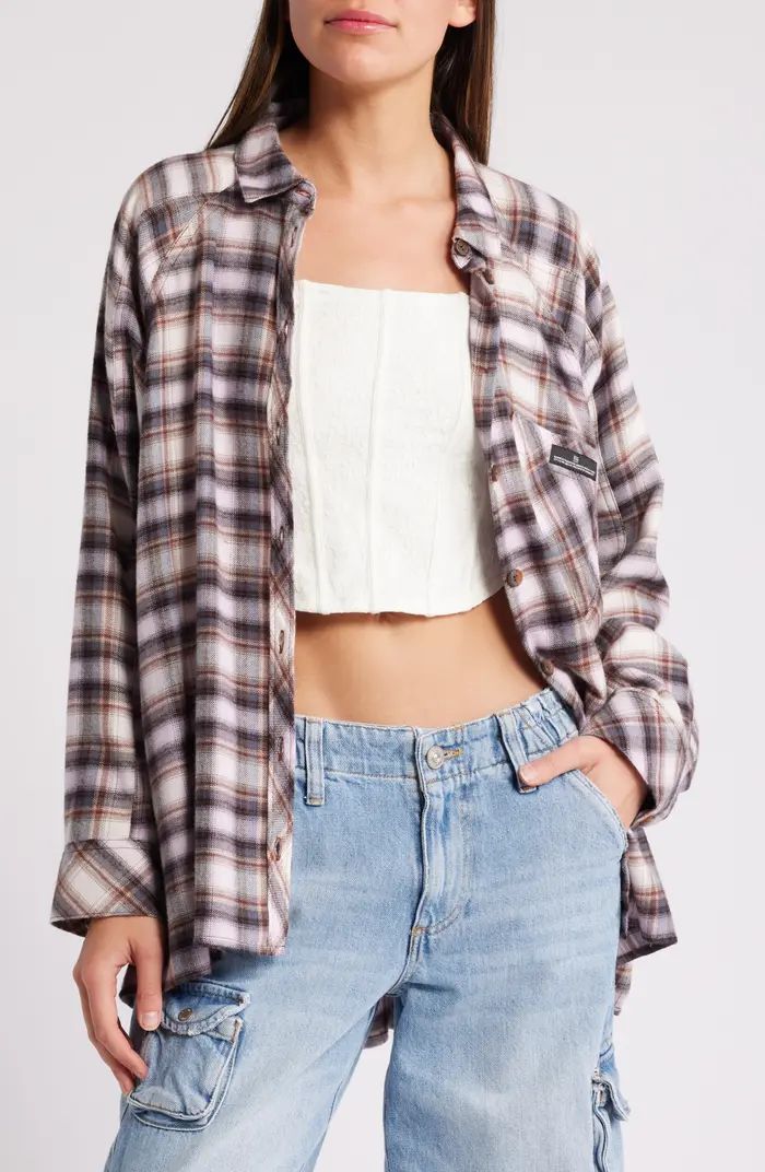 BDG Urban Outfitters Brendon Plaid High-Low Hem Button-Up Shirt | Nordstrom | Nordstrom