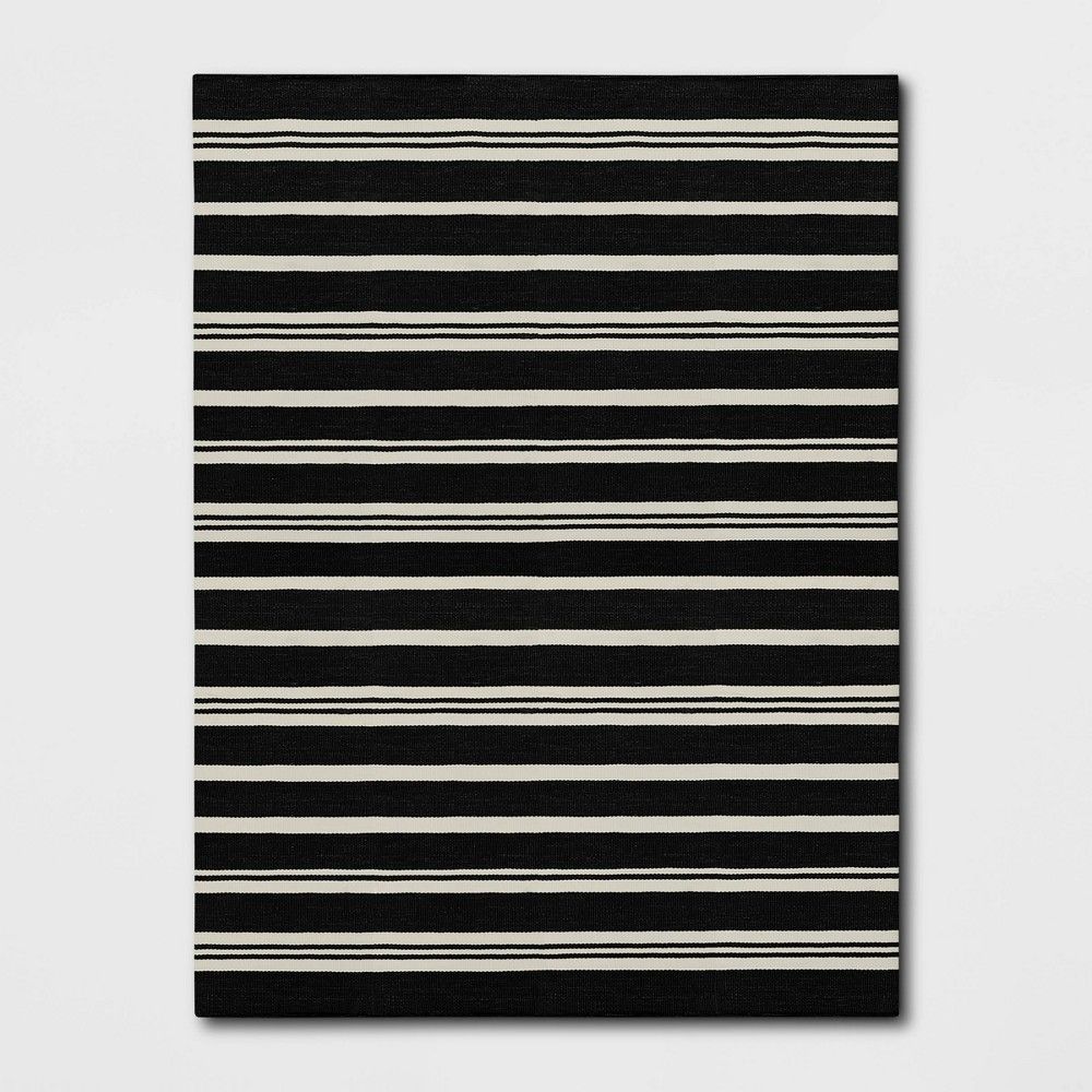 9' x 12' Outdoor Rug Black/White Stripe - Threshold™ | Target