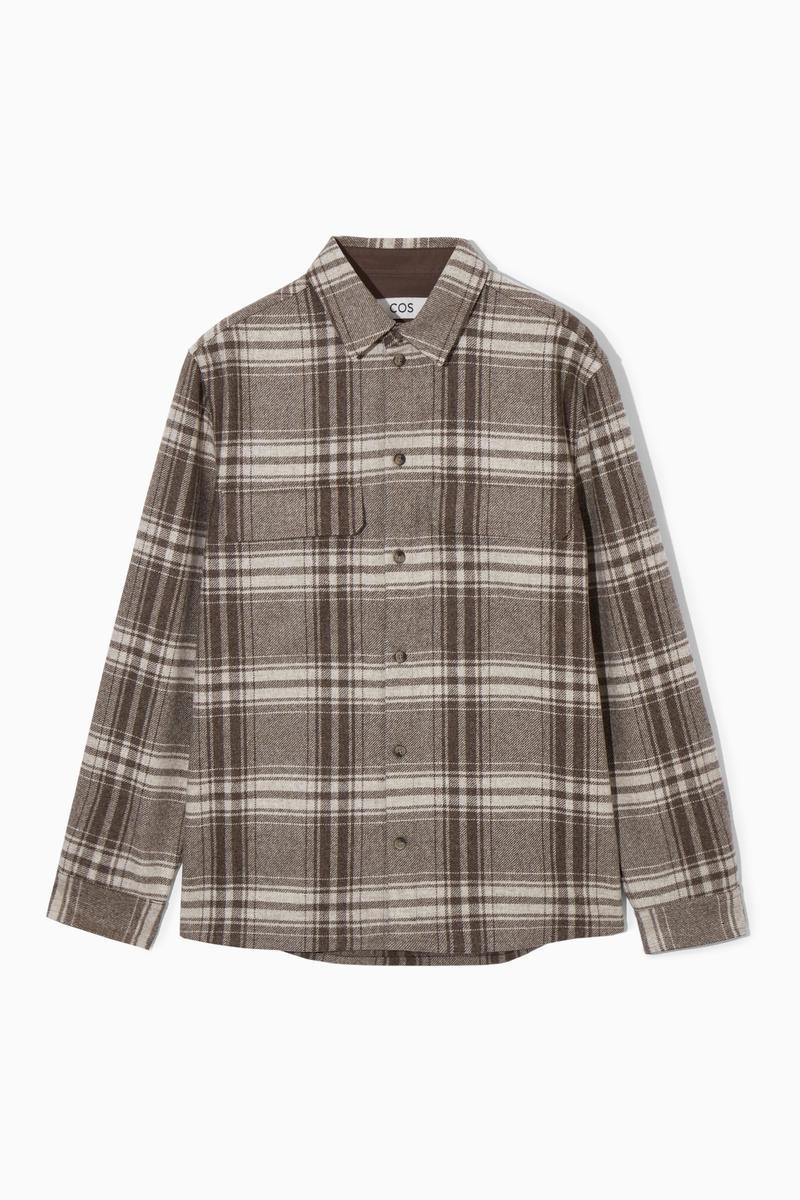Checked Wool-Flannel Overshirt in Beige | COS UK