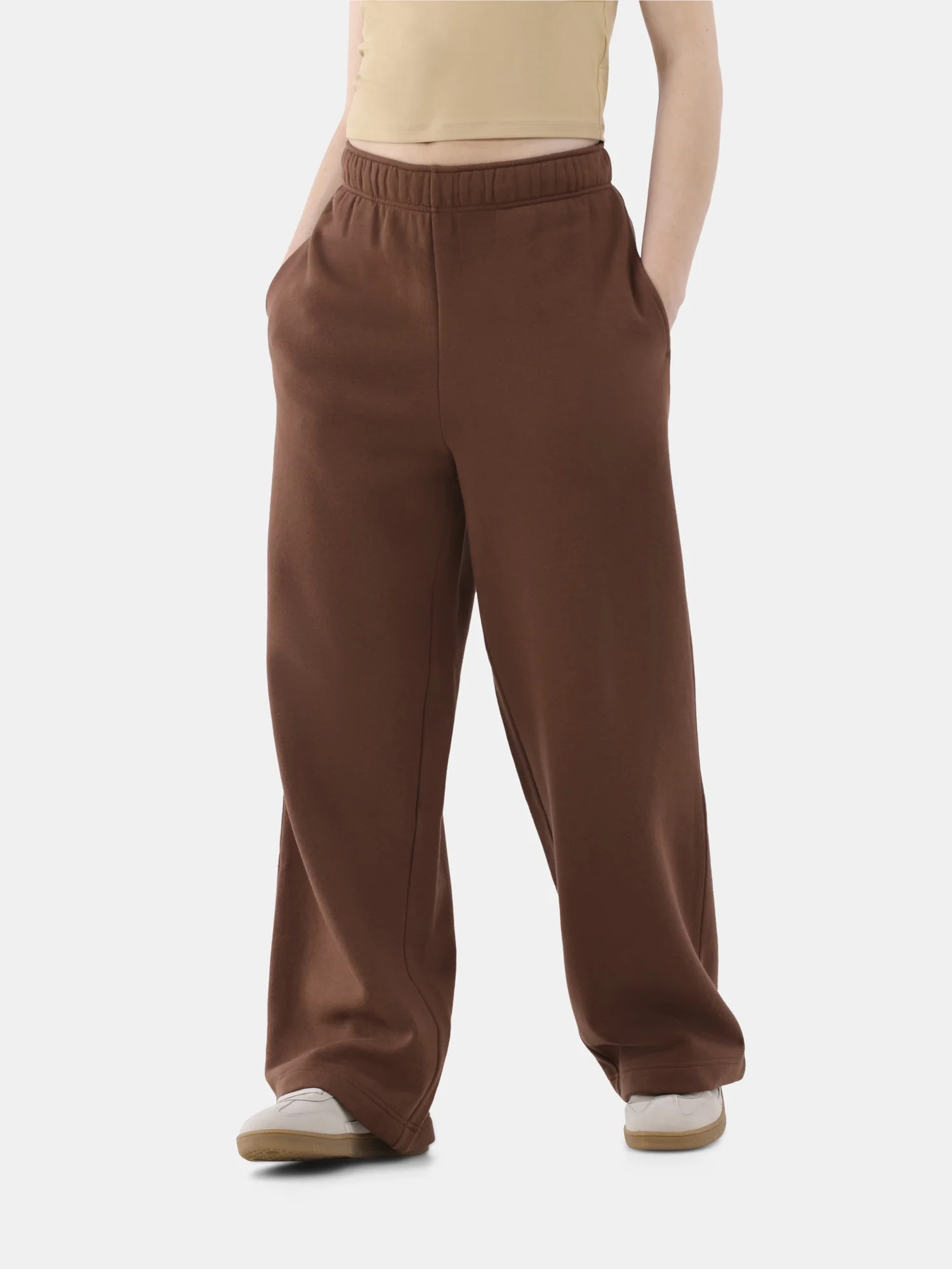 No Boundaries Wide Leg Fleece Pants, 30” Inseam, Women’s - Walmart.com | Walmart (US)