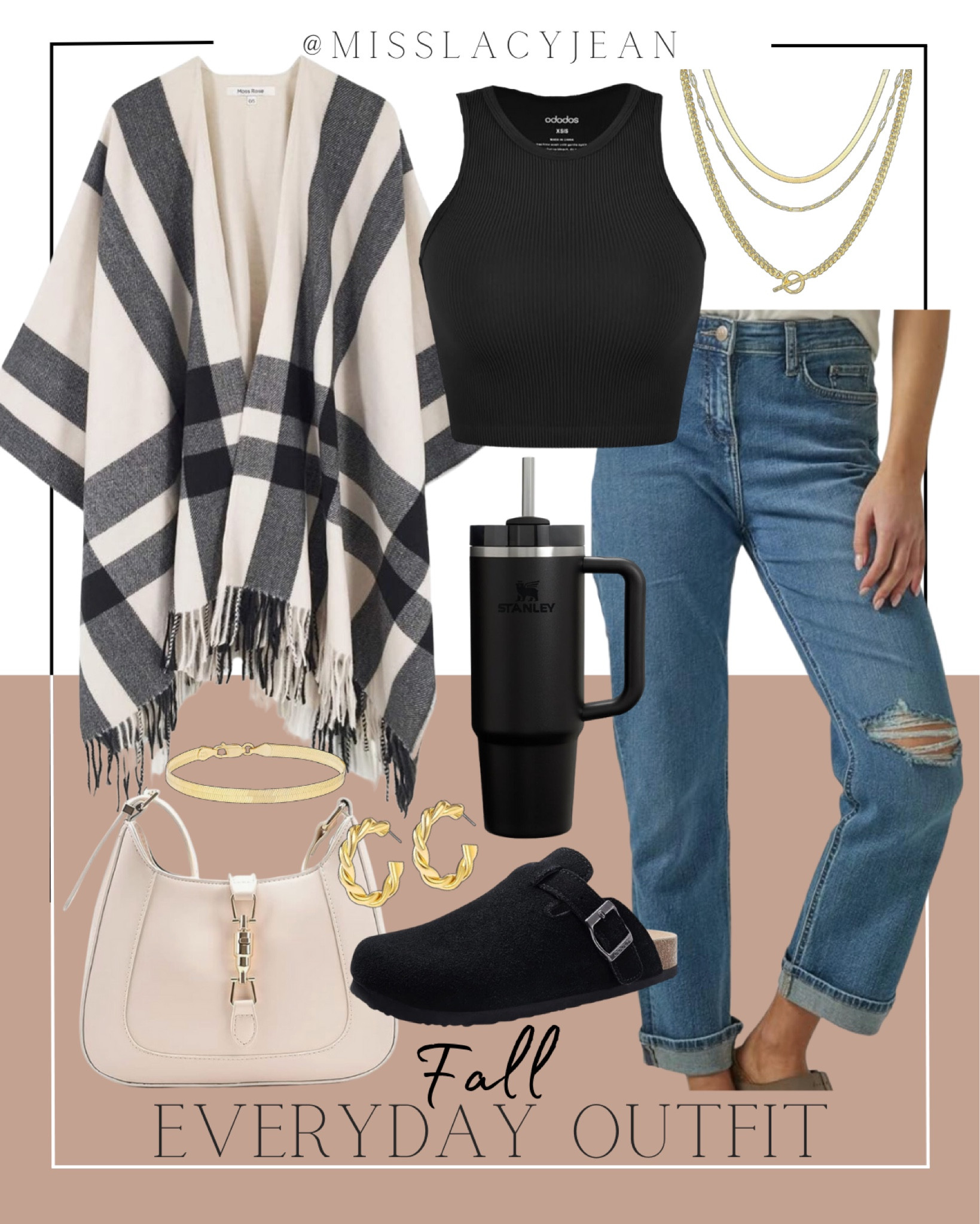 Amazon fall outfit includes distressed jeans, black tank, plaid shawl, gold jewelry, black mules, and handbag.

Fall outfit, looks for less, everyday outfit, fall finds 

#LTKStyleTip #LTKFindsUnder100 #LTKShoeCrush