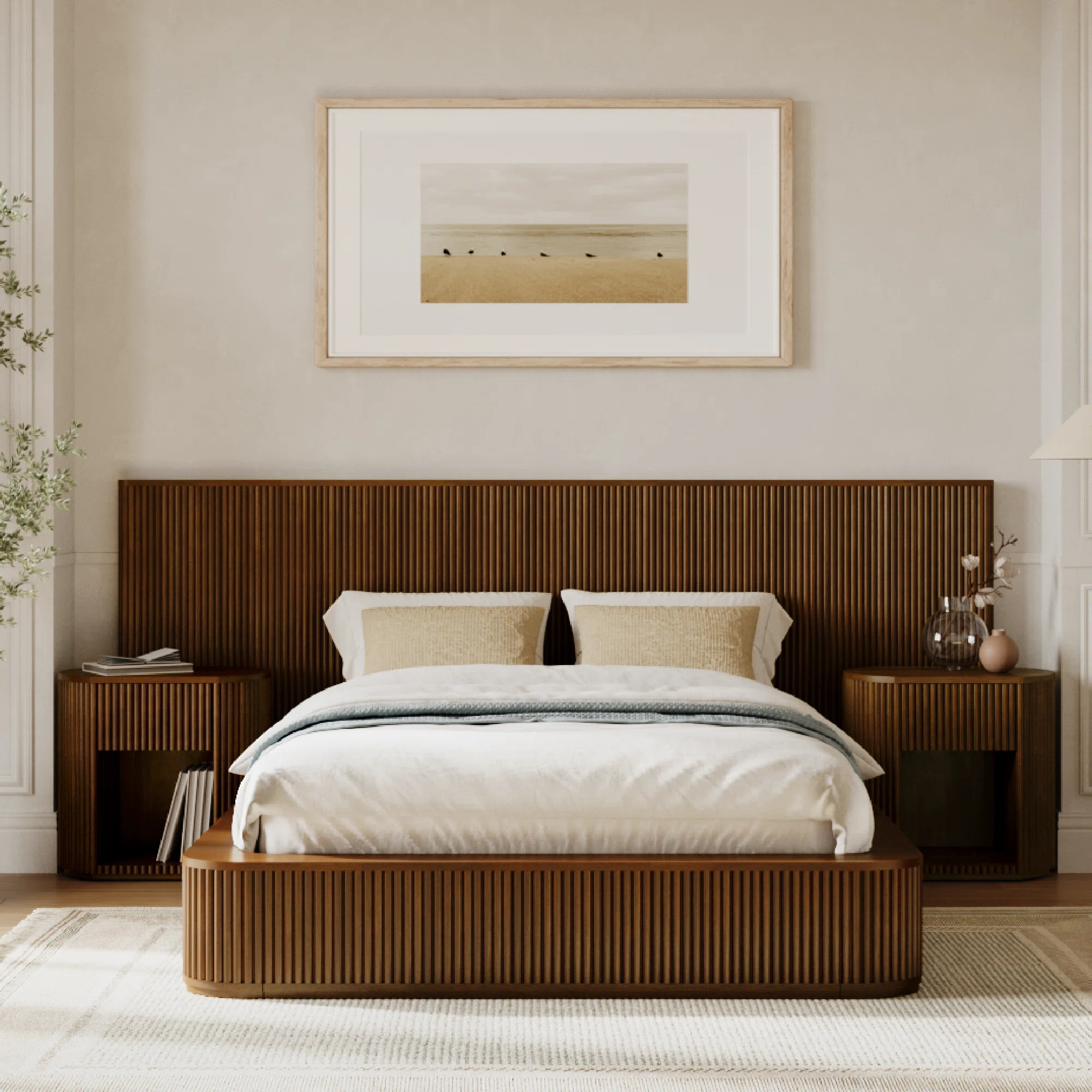 Ellison Fluted Solid Wood Bed Walnut | Wayfair North America