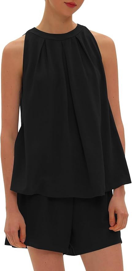 Beaully Linen Short Sets 2 Piece for Women Summer Casual Sleeveless Halter Neck Tops And Shorts S... | Amazon (US)