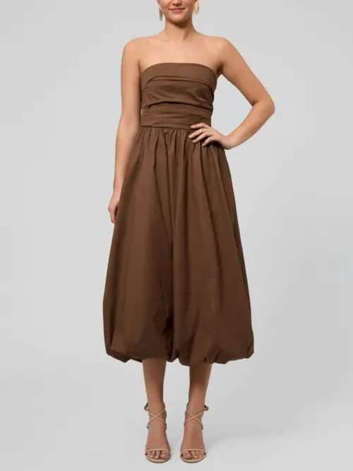RACHEL Rachel Roy Rosalie Strapless Midi Dress in Cocoa at Nordstrom, Size 4 | Nordstrom