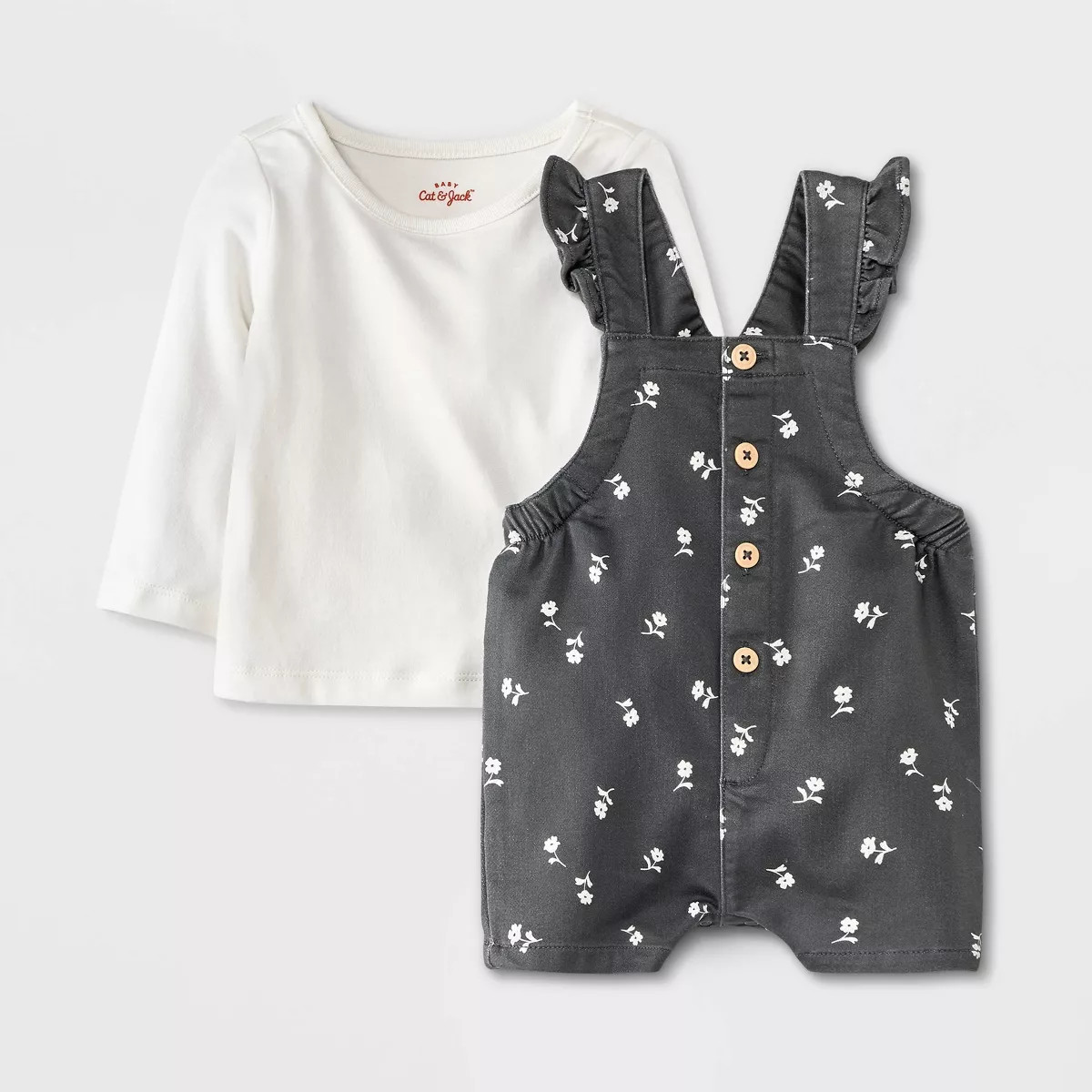 Baby Girls' Floral Overalls Set - Cat & Jack™ Cream | Target