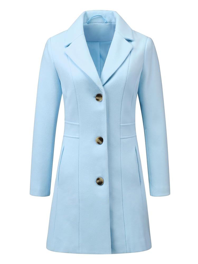 Allegra K Women's Trench Coats Single Breasted Long Outerwear Winter Coat | Amazon (US)