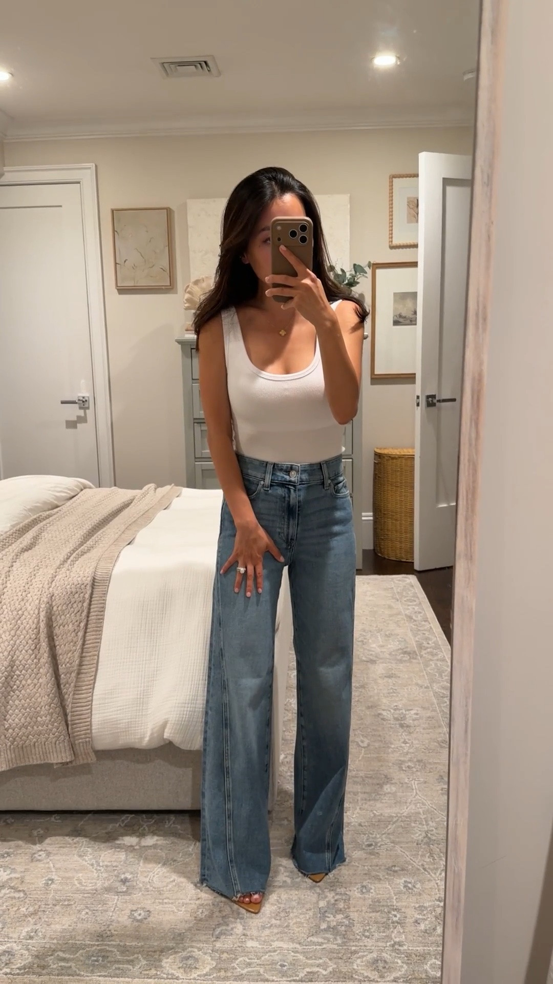 • Sale Paige Anessa jeans 24 “Explorer” wash, TTS and longer full length. Petites can easily cut the hems shorter but this is the original length. This pair has a 10.75” rise and 30” inseam and I’m trying on with 3” heels.
• mango heels 5

I also linked shorter, more petite friendly popular Paige jean styles on sale

Nordstrom sale , designer denim on sale

#LTKPetite #LTKSaleAlert