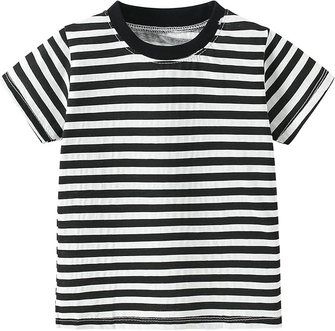 Toddler Boys Girls T Shirts Kids Colorful Striped Shirt Cotton Crew Neck Short Sleeve Tee Tops Bl... | Amazon (US)