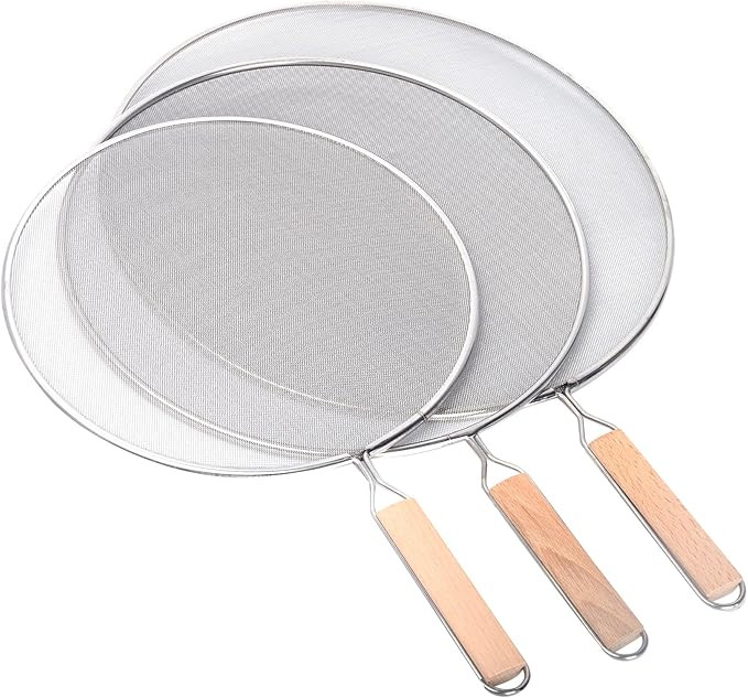 3 Pieces Grease Splatter Screen for Frying Pan, Splatter Guard Mesh Stainless Steel Grease Guard ... | Amazon (US)