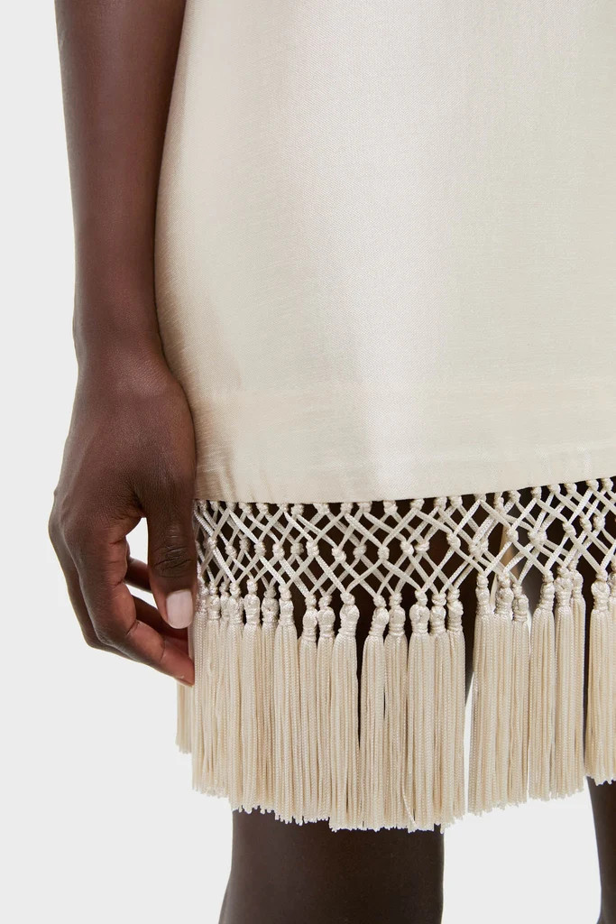 Winter White Tassel Dupioni Downing Dress | Tuckernuck (US)