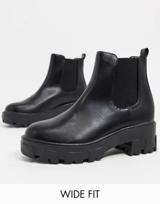 RAID Wide Fit Liza chelsea boots with chunky soles in black | ASOS (Global)