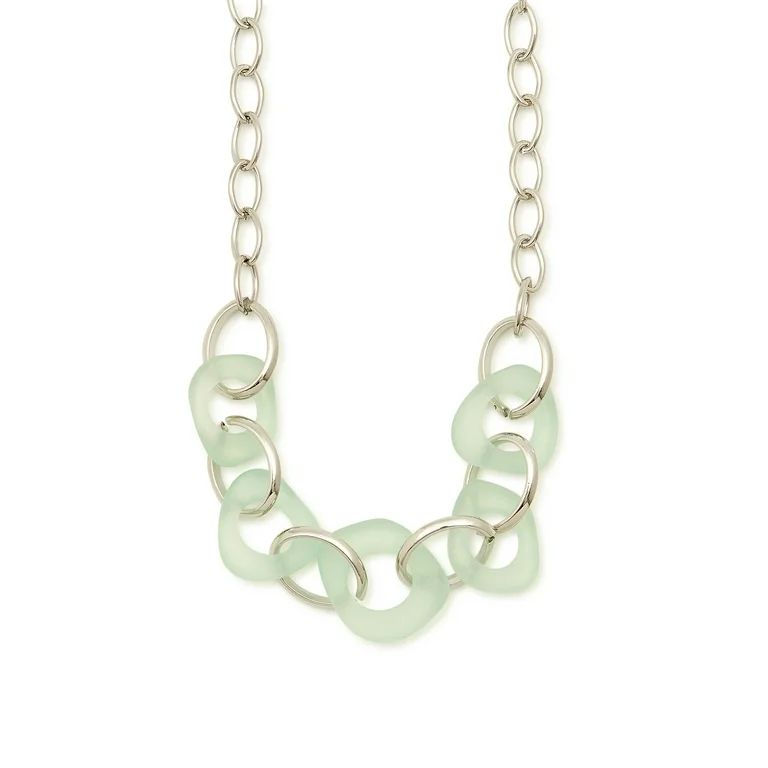 Time And Tru Women's Green Acrylic Link Necklace | Walmart (US)