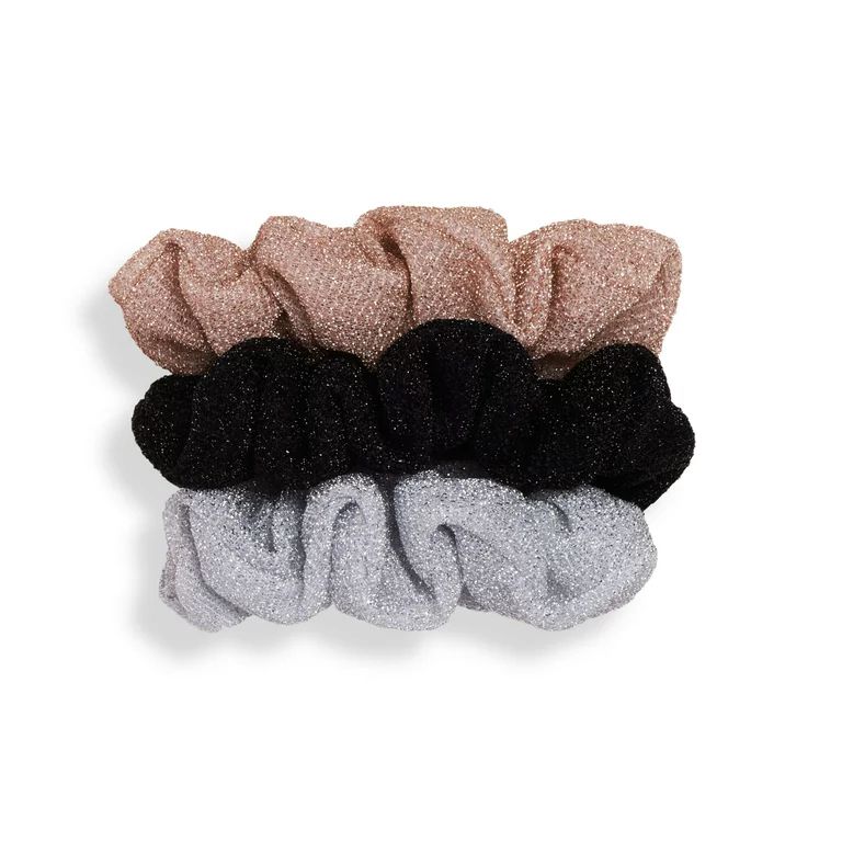 Gimme Glitter Scrunchie Hair Ties, Assorted Multi-Color, 3 Ct | Walmart (US)