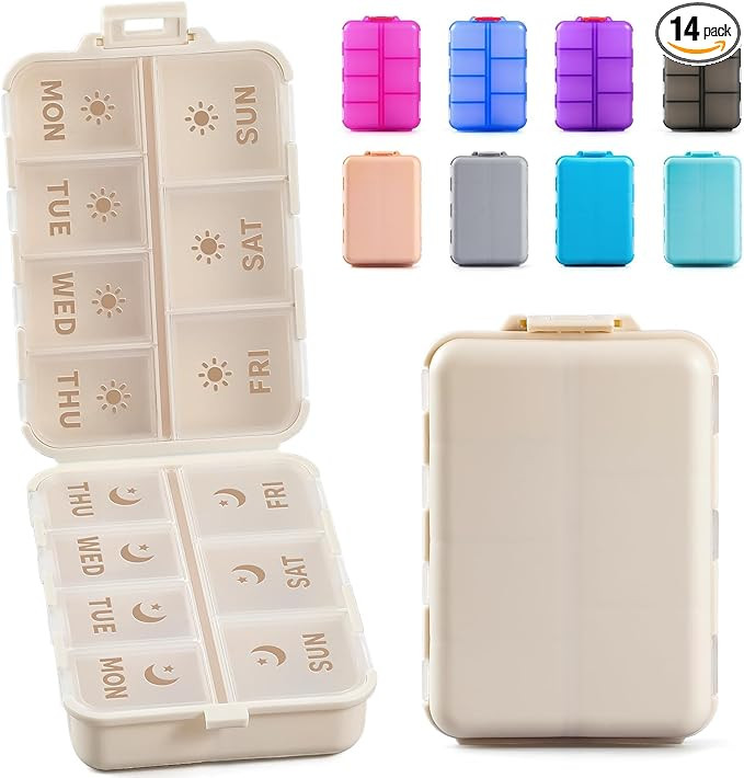 NEW Foldable & Double Protection Portable Weekly Pill Organizer 2 Times A Day with Etched Labels,... | Amazon (US)