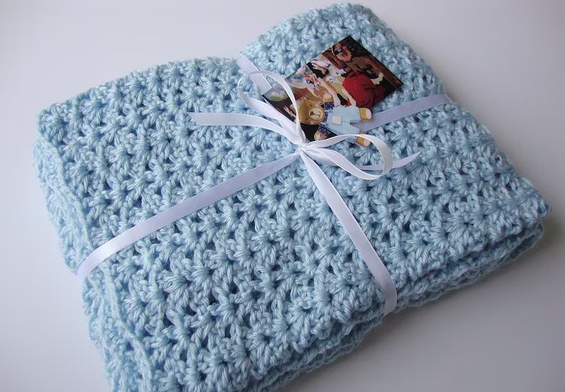 Crochet Baby Blanket, Baby Blanket Crochet, Crocheted Baby Blankets, Newborn Blanket, Blue Baby B... | Etsy (US)
