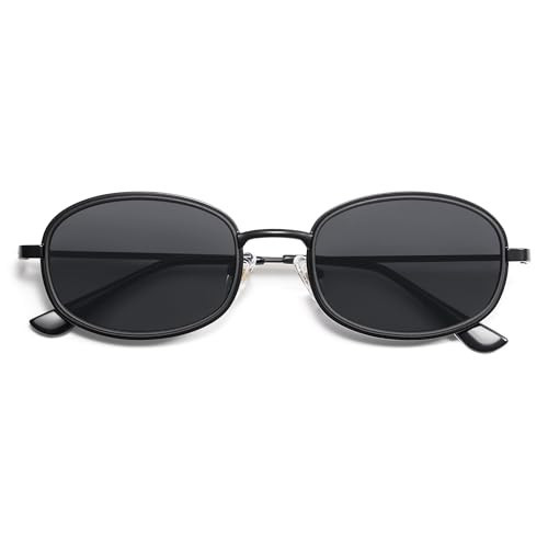 Appassal Retro Oval Sunglasses for Women Men Trendy Large Round Y2k Sunnies AP3681,Black/Grey | Amazon (US)