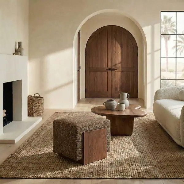 SAFAVIEH Couture Norabeth Ottoman, Upholstered Accent Stool with Solid Wood Base - Bed Bath & Bey... | Bed Bath & Beyond