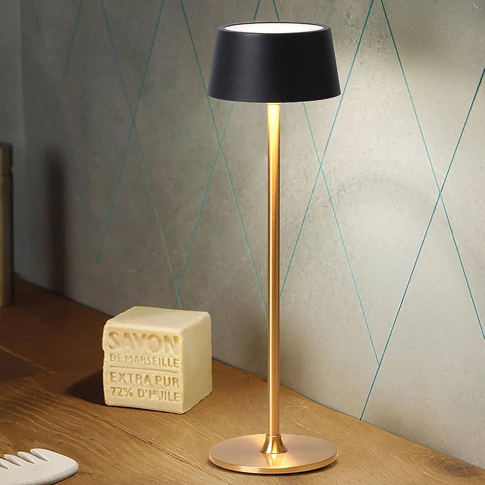 DAWALIGHT Cordless Lamp 4000mAh Rechargeable tbale lamp LED Desk Lamp Stepless Dimming Black and ... | Amazon (US)