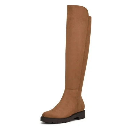 Nine West Tread2 Tan Suede Fashion Zipper Leather Round Toe Over The Knee Boots (Tan Suede 7) | Walmart (US)
