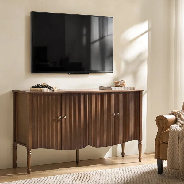 Martha Transitional 58w 4door Fluted Curved Sideboard With Cable Management | Wayfair North America