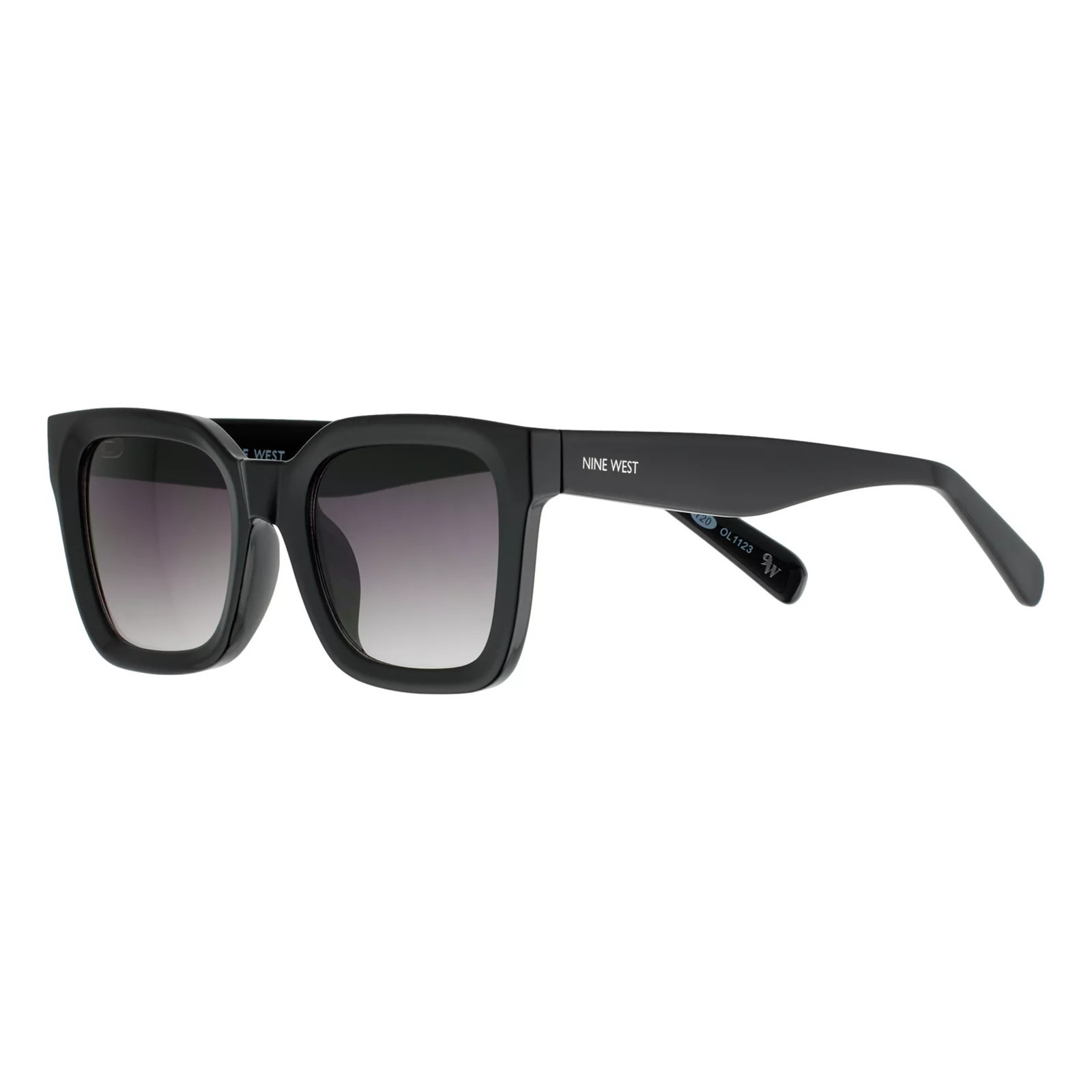 Women's Nine West Beveled Rectangle Sunglasses, Black | Kohl's