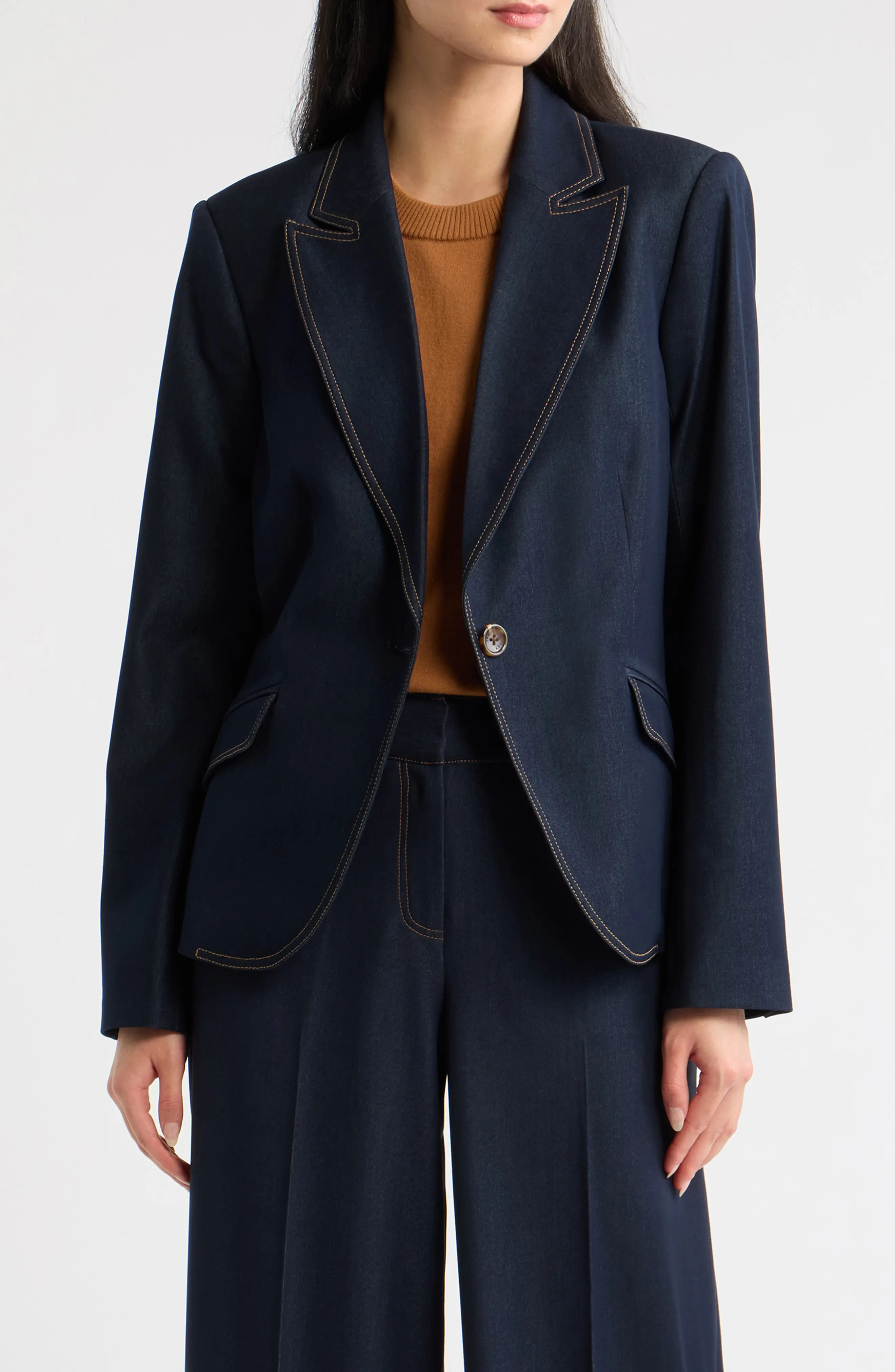 Tahari ASL One-Button Denim Jacket (Women) | Nordstrom | Nordstrom
