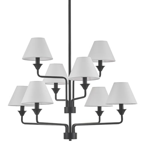 Dia 34.62 inch Modern Farmhouse Chandelier, Boho Chandelier for Dining Room, Large Fabric Pendant... | Amazon (US)