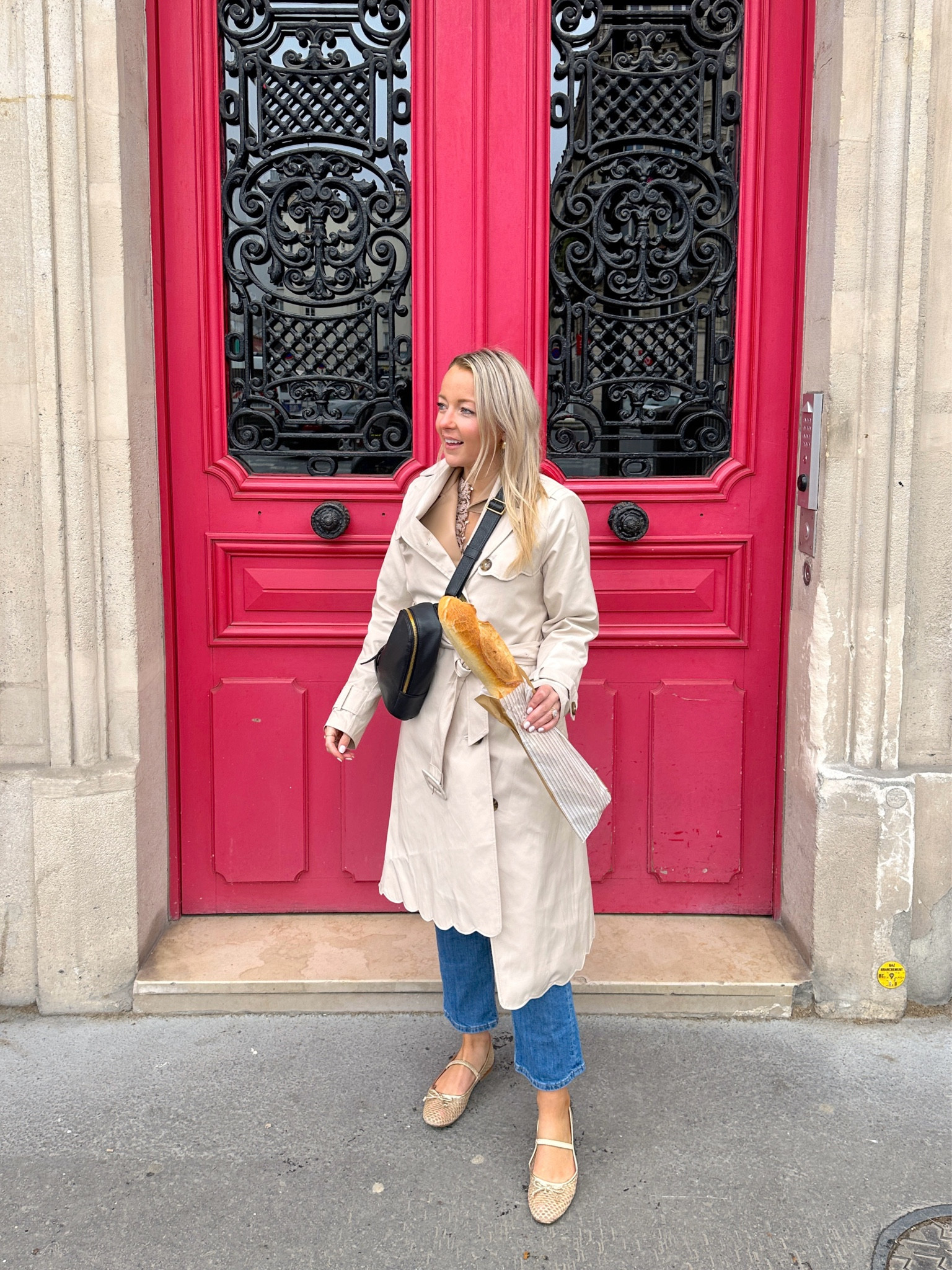 Beige scalloped trench coat! It couldn’t be any cuter. I’m in the XS and would say it runs a little big. If you want this fit then go true to size, but if you want it more snug then size down one size. Shoes and jeans are true to size! 🥖 #trenchcoat #scallops #scalloped #KateSpade #JCrew 

#LTKitbag #LTKeurope #LTKsalealert