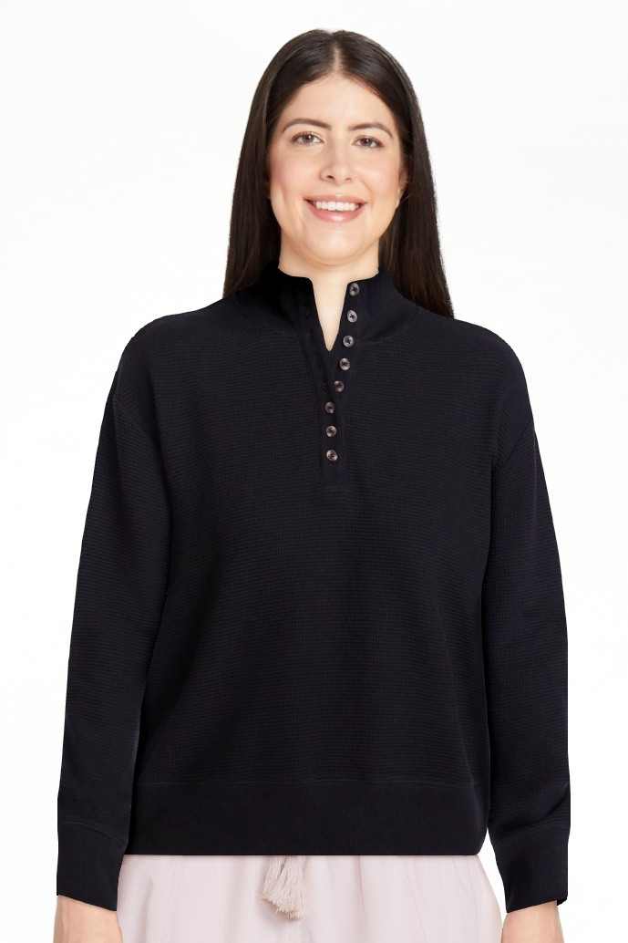 Scenario Women's and Women's Plus Waffle Knit Button Top with Long Sleeves, Sizes XS-4X | Walmart (US)