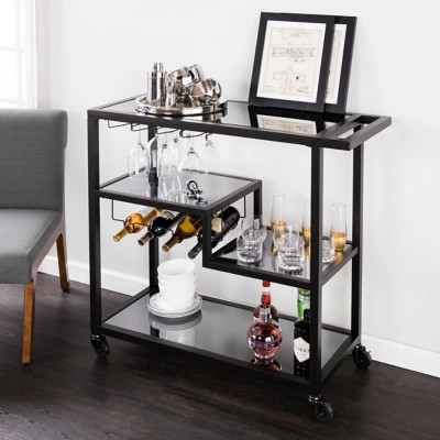 Holly & Martin Holly & Martin Zephs Bar Cart - Black with Smoked Mirror | Ashley Homestore
